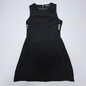 Fashion Union Black Sleeveless Shift Dress Side Button Detail Size S US 6